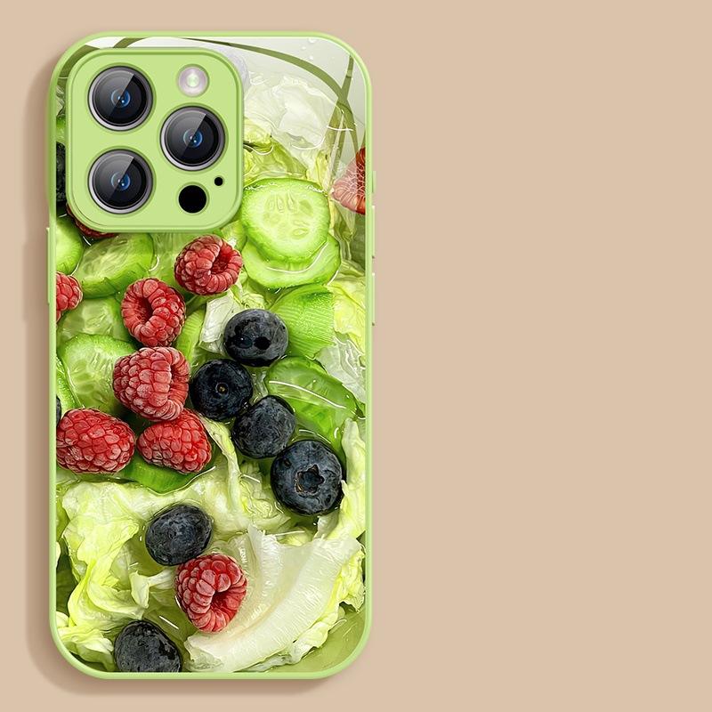 Зеленые овощи для чехла для мобильного телефона Apple 16Plus для мужчин и женщин 14Plus Мультяшный 13 Стеклянный чехол 11 Высокий внешний вид