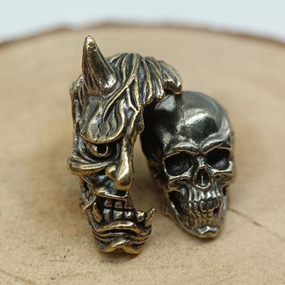 Праджня Череп Латунные Ножи Бусины EDC DIY Паракорд Плетеные Браслеты Шнурки Подвески Аксессуары Для Уличных Инструментов Подвески Амулеты Подарки
