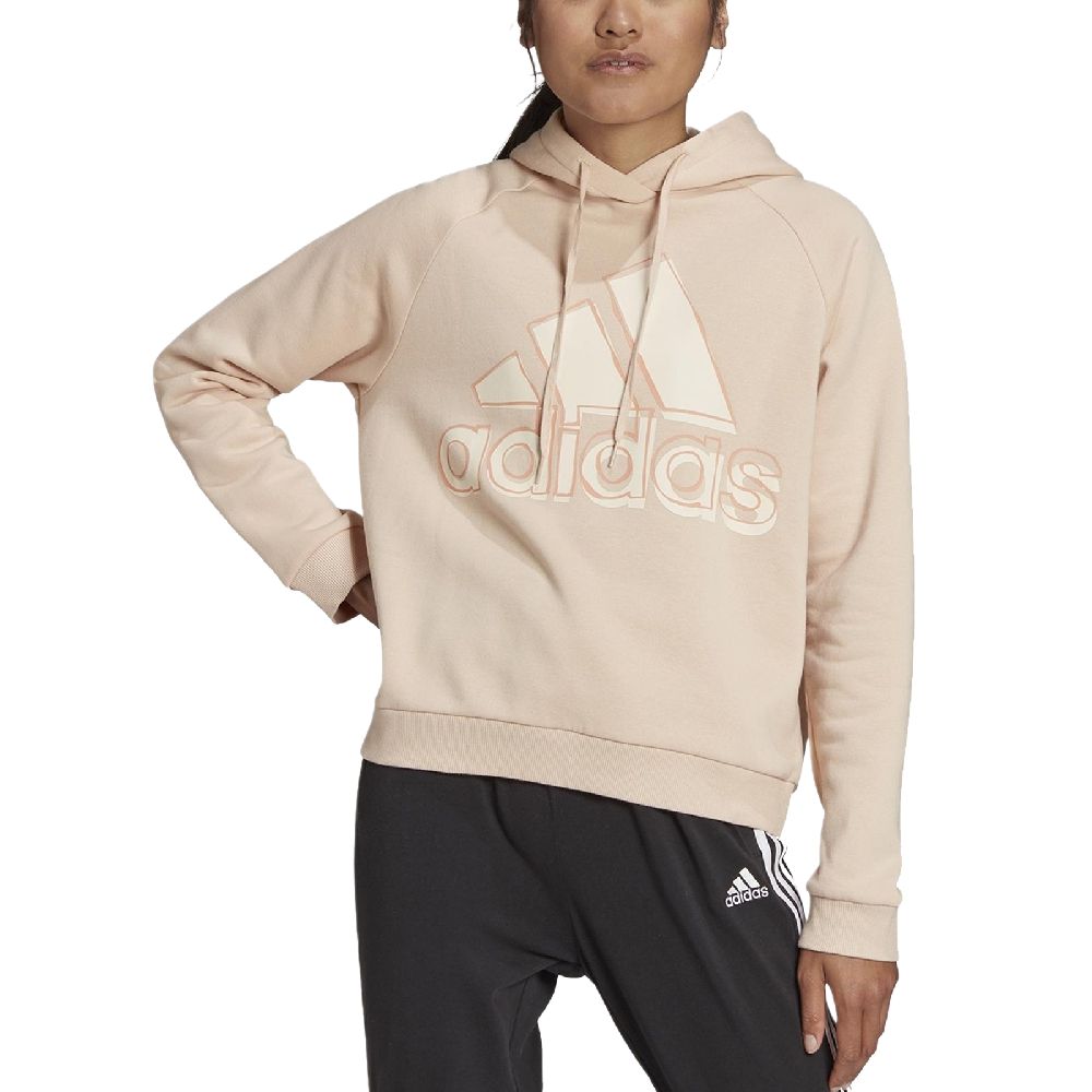 adidas Женская спортивная толстовка с капюшоном и логотипом в виде буквы, светло-розовая HB5107