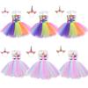 Unicorn Cosplay Girls Dress With Rainbow Pattern For Halloween Party