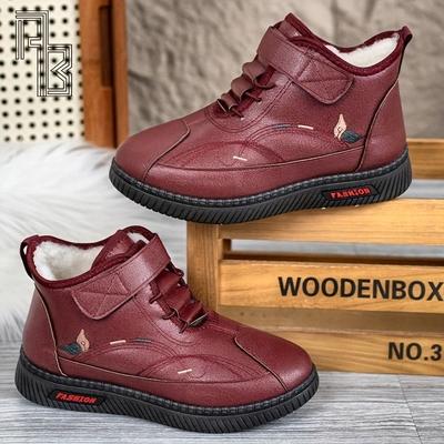 Зимние женские хлопковые ботинки, Нескользящие и удобные хлопковые туфли, с плюшевой изоляцией для женщин среднего и пожилого возраста, Снежные ботинки