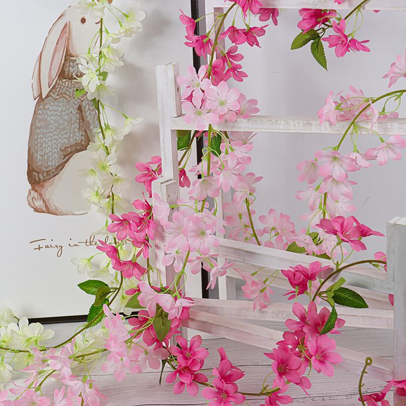 186 см искусственные цветы вишни, цветущая гирлянда, подвесная лоза, шелковая гирлянда сакуры для свадьбы, садовая арка, настенная домашняя вечеринка, декор