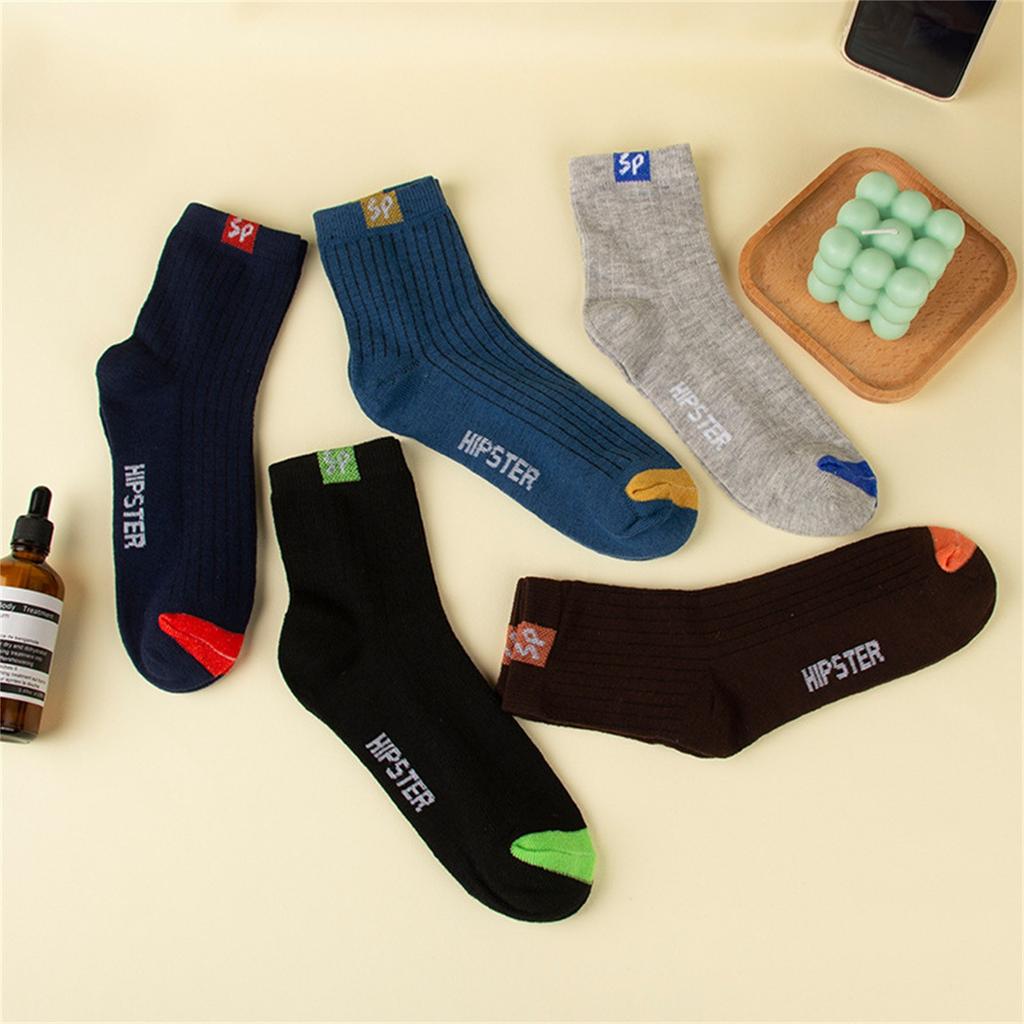 Women Colorful Bright Flower Socks In Tube Casual Cotton Socks 5pc