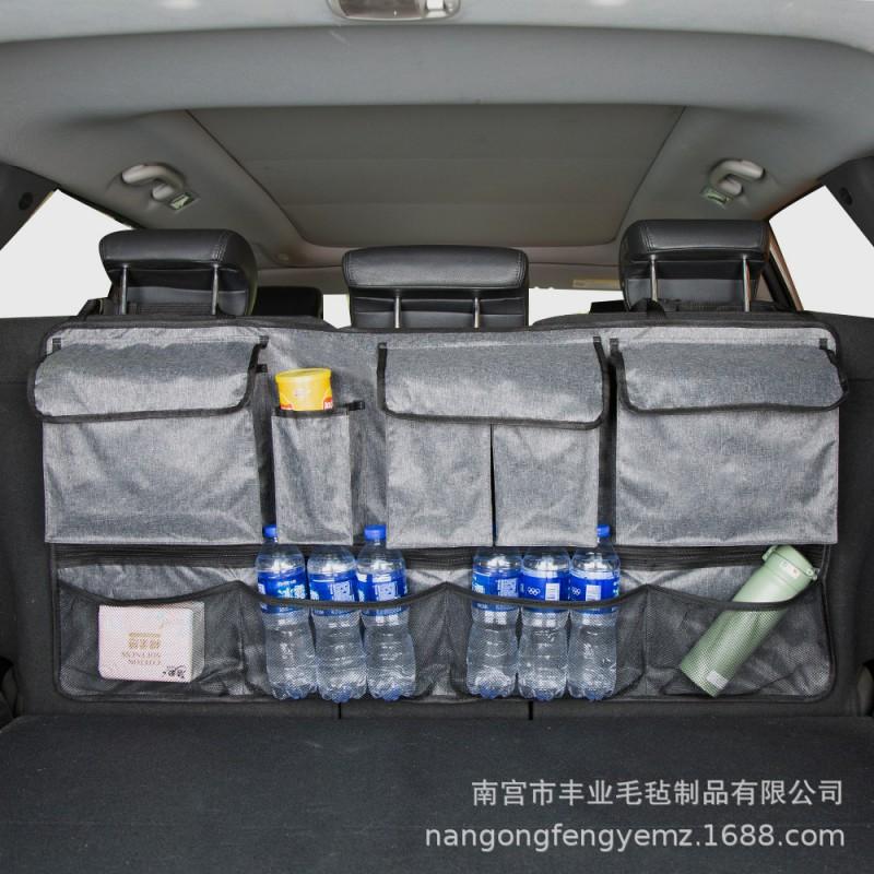 Car Trunk Organizer Bag Oxford Fabric Backseat Hanging Storage Net Pouch SUV Van With Zipper Handle