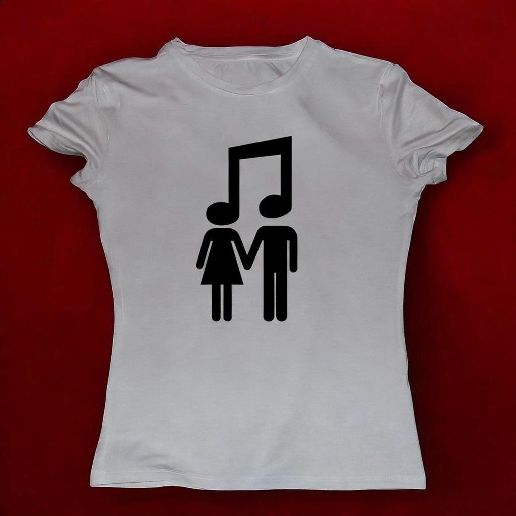 Korean Wave Print Cotton Tshirt 2026 Summer New Style Casual for Unisex and Women Simple Design Musical Symbol