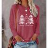 2025 Осень и Зима Женский Новый Повседневный Топ с Круглым Вырезом и Длинным Рукавом с 3D Рождественским Узором