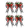 Christmas Bows with Pine Cones Pine Needles Buffalo Plaid Ribbon Bows Christmas Tree Wreath Decoration for Gift Wrapping