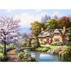 5D DIY Diamond Painting Little Bridge and Falling Water Cottage Diamond Embroidery Full Mosaic Kits Cross Stitch Home Decor Handmade Gifts