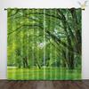2 Pieces of Green Forest Tree Pattern Printed Curtains, Natural Landscape Decoration Bedroom Living Room