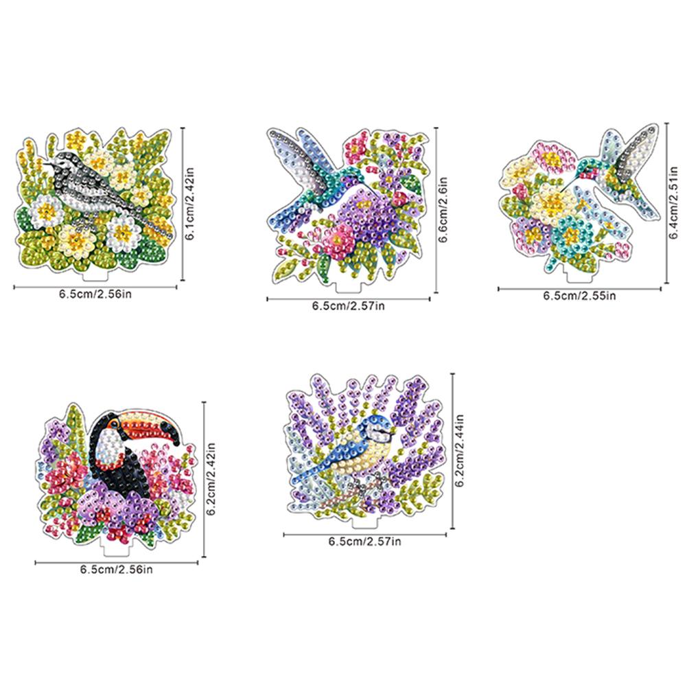 5PCS 2D Flat Animal DIY Diamond Decor DIY Diamond Painting Shake Car Ornaments Desktop Diamond Art Kits for Car Center Console