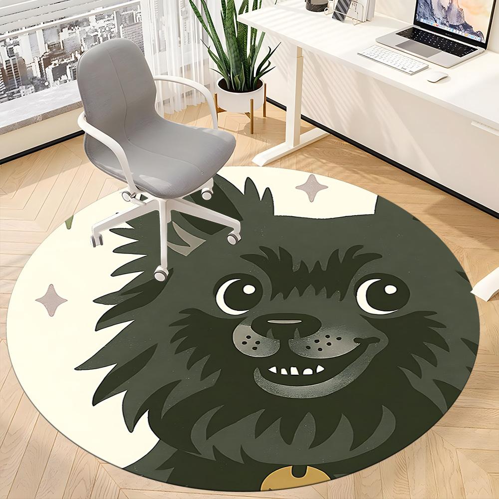 1PC Puppy Moon Office Round Area Rug, Indoor Mat Suitable ForOffice, Under Office Chairs Bedroom Living Room Home Decor, Room Deco f081