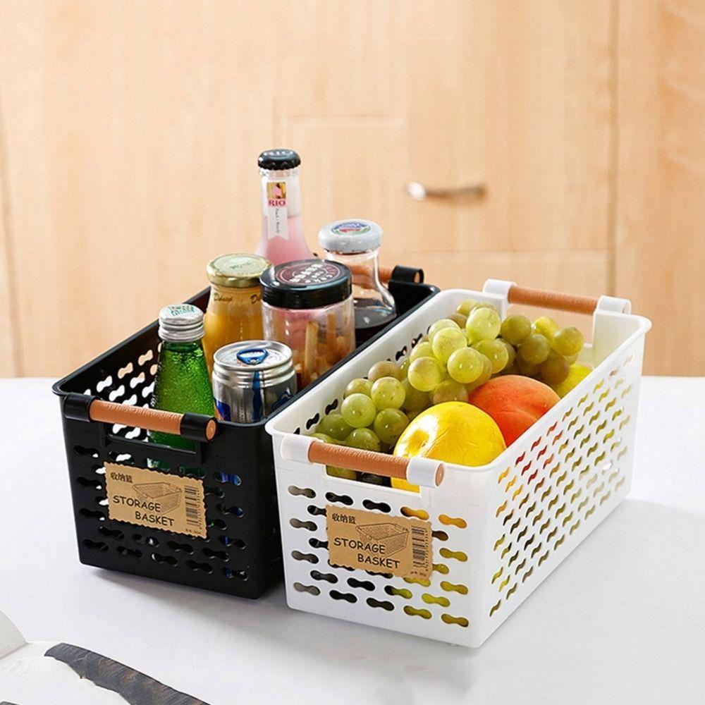 Plastic Hollow Out Storage Basket White/Black Cosmetic Storage Organizer Desktop