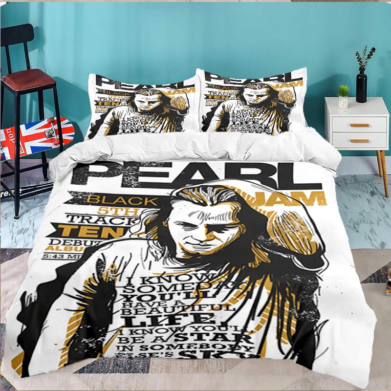 3PCS Pearl-Jam Bedding Set,Including 1pc Duvet Cover And 2pcs Pillowcases Perfect for Bedroom, Dormitory, Large size Fan Christmas gift