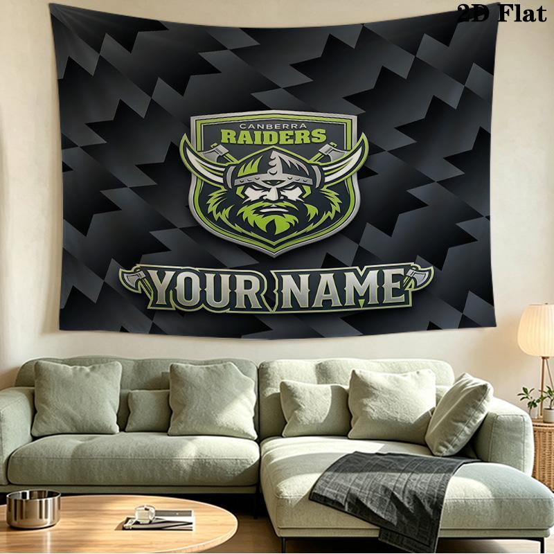 Custom Name Canberra Raiders Printed Tapestry – Wall Hanging for Bedrooms, Dorms, and Home Decor
