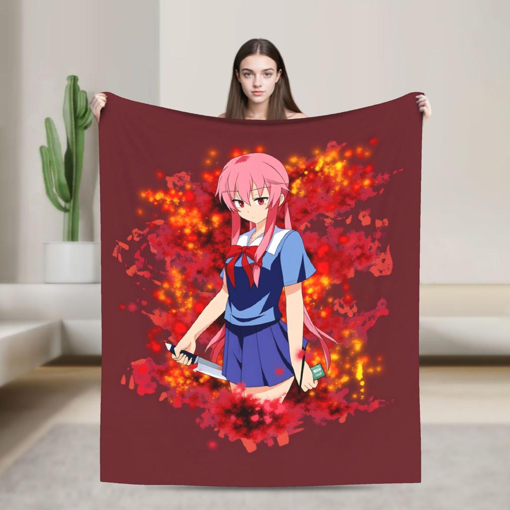 Super Warm Blanket Camping Mirai Nikki Number Twelve Throw Blanket Flannel Bedspread Living Room Street Trend Sofa Bed Cover