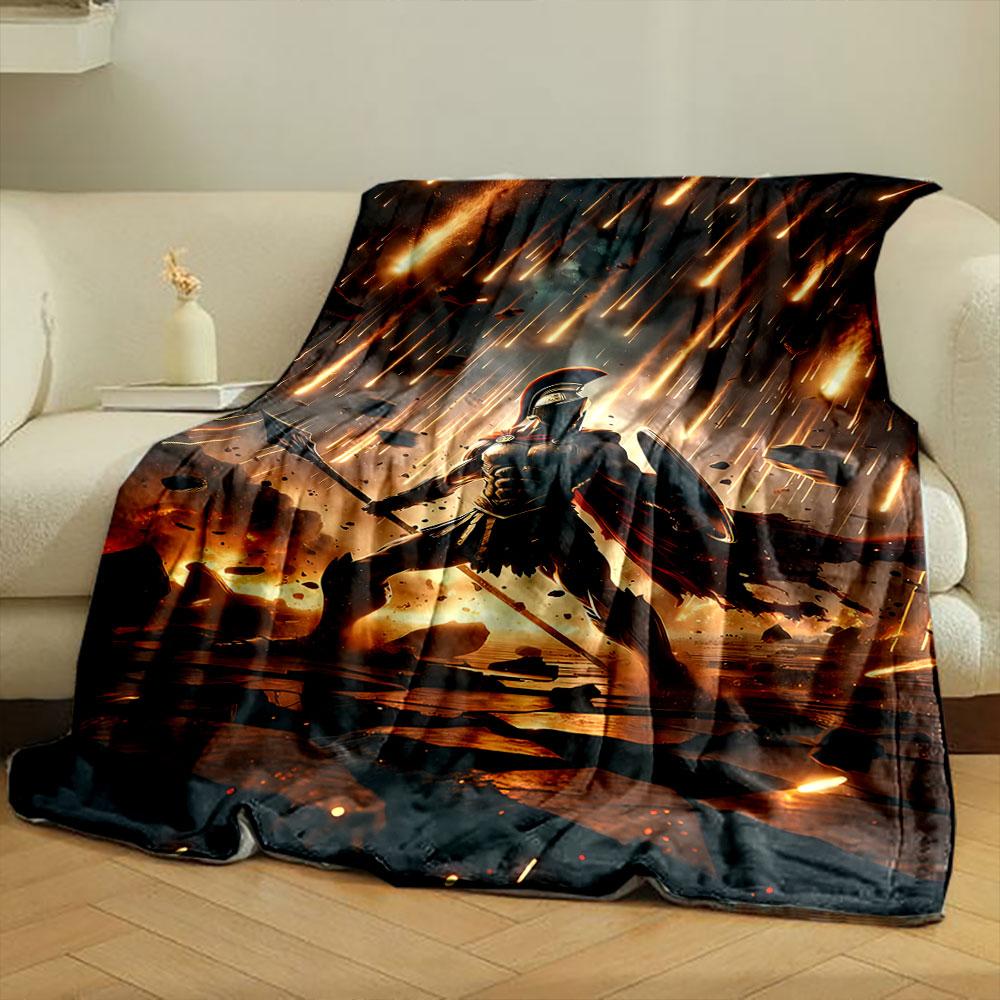 Spartan Warrior Meteor Shower Rug bedroom Blanket for Livingroom Couch lunch break Soft throw for Friend's festival Gift