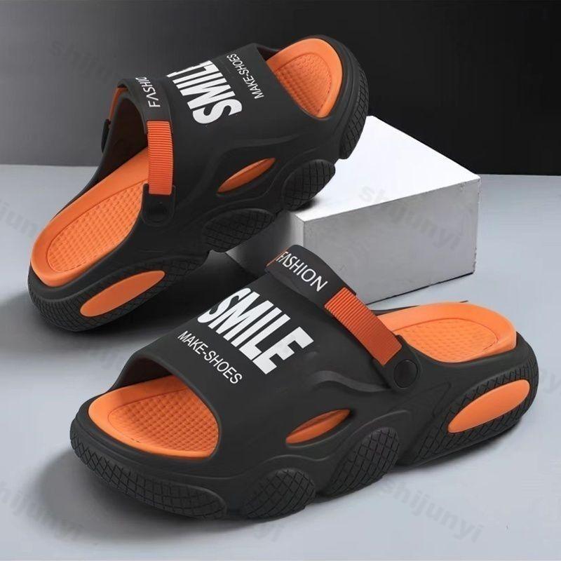 Fashion Summer Men's Slippers Anti-Slip Beach Sports Casual Shoes Trendy Thick Bottomed Adult Footwear 2025 New Indoor Bathroom Slippers