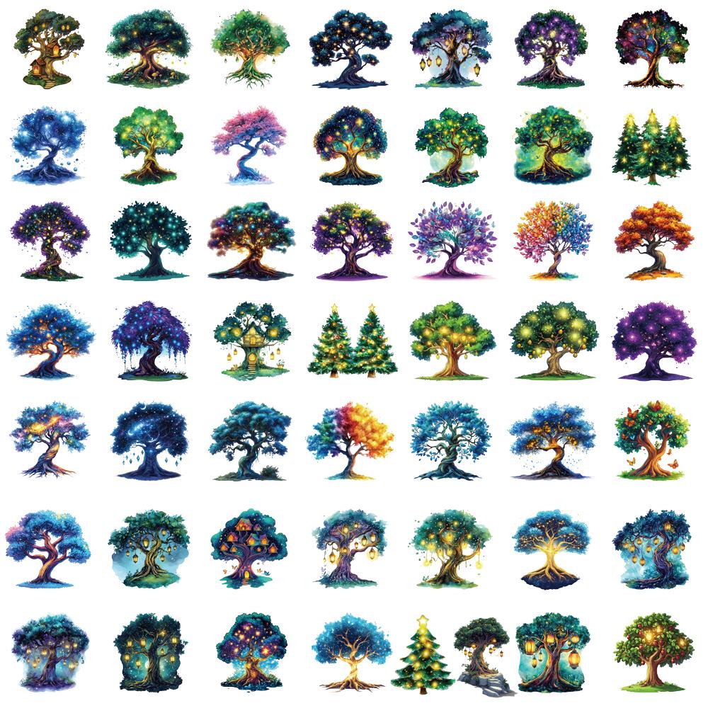 50PCS Magic Tree Sticker Cute Home Decoration Waterproof Cartoon Motorcycle Laptop Luggage Coffee Guitar Bike Graffiti Stickers