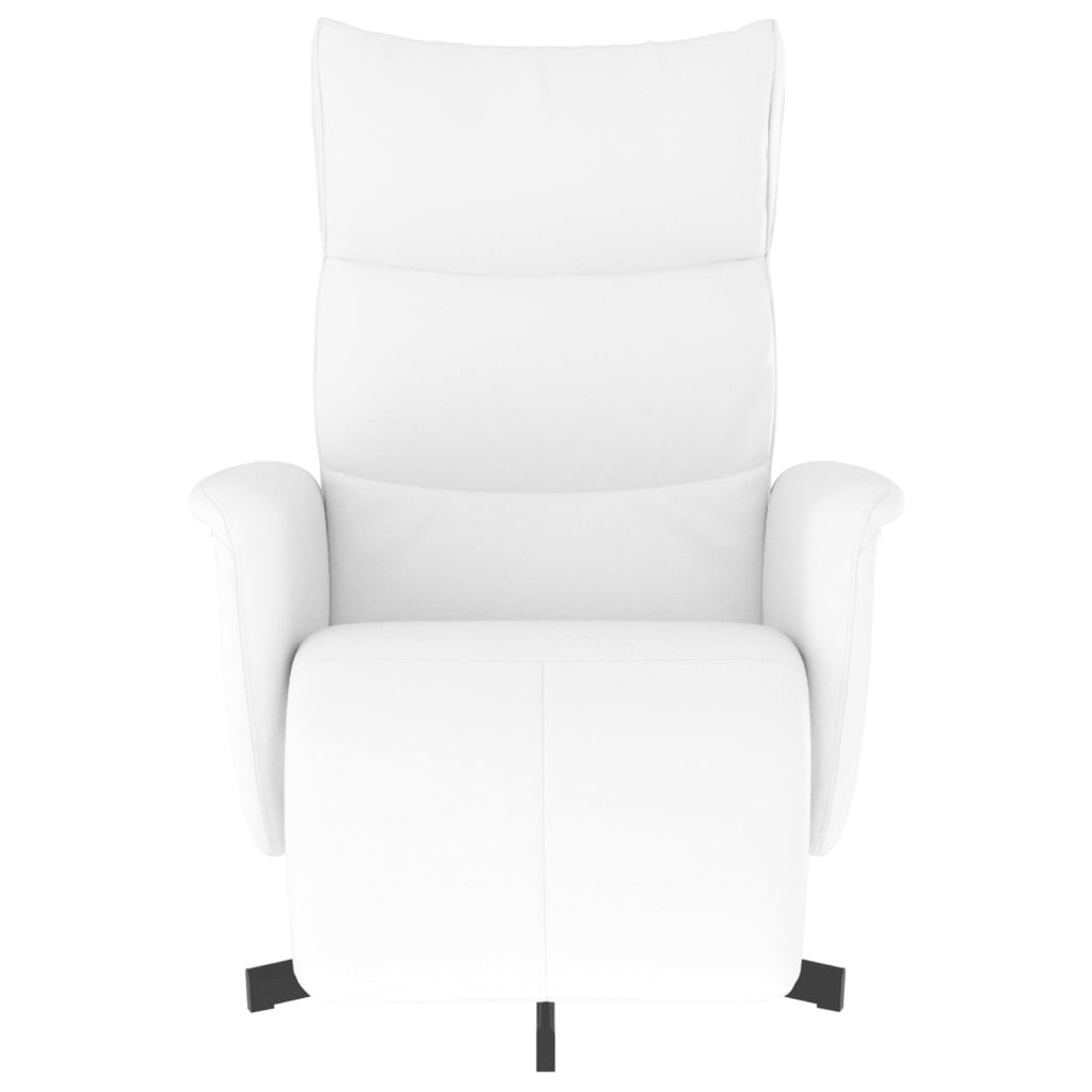 Recliner Chair with Footrest White Artificial Leather