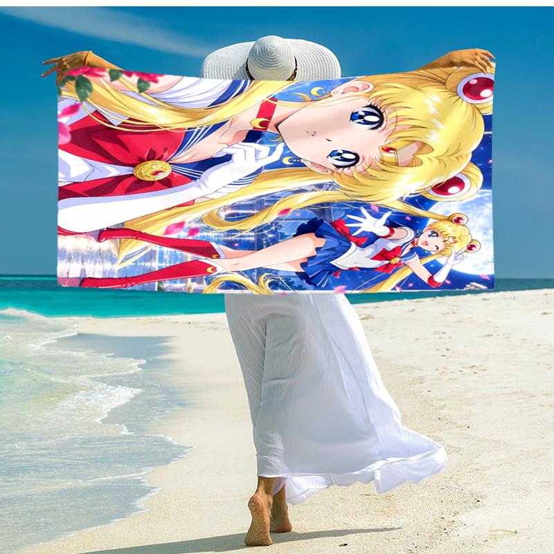 1pc Sailor Moon Beach Towel, Comfortable and Thick, and Swimming/Bath/Picnic/Camping Towel, Suitable for Seaside Beaches