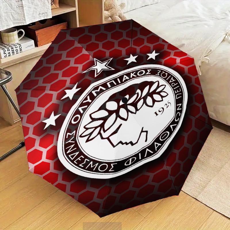 Olympiacos Fc Crest Emblem Umbrella Folding umbrella, automatic umbrella 8-Frame for Travel, camping Use Gift for Halloween Christmas
