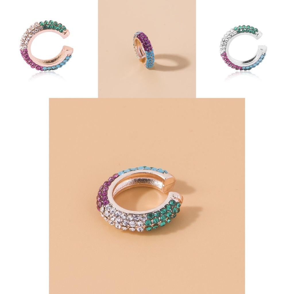 Модные клипсы для ушей в европейском стиле со стразами, разноцветные серьги из сплава