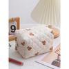 Cute Bow Flower Cloth Handbag Quilting Cotton Makeup Bag Women Zipper Cosmetic Organizer Portable Toiletry Case for Girls