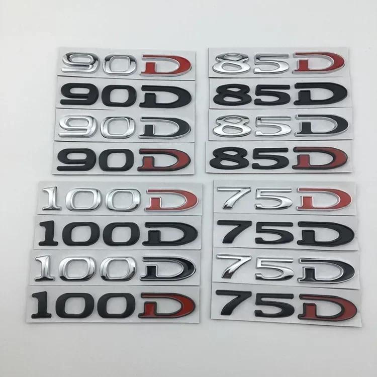 For Tesla MODEL 3 S X Y 75D 85D 90D 100D Rear Boot Trunk Tailgate Emblem Badge Sticker 3D Metal Car Styling Accessories