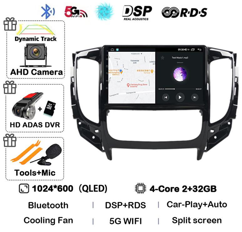 Android 14 WIFI+4G Carplay Auto For Mitsubishi Pajero Sport 3 L200 2015 2016 2017 2018 2019 Car Radio Multimedia Player GPS QLED