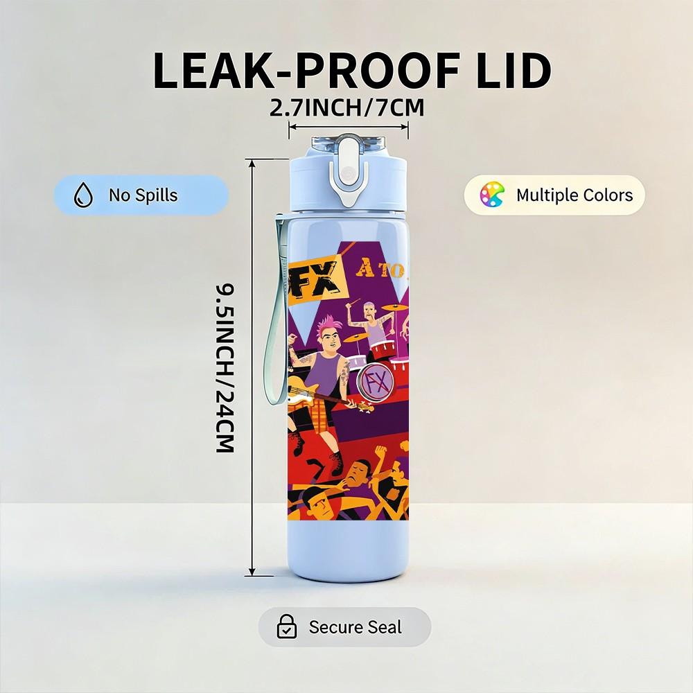 1PC Colorful Pattern A B C H 750ml sports water bottle leakproof straw lid outdoor office home