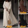 Women's Long Dress Round Neck Long Sleeve Maxi Dresses Casual Solid Color Big Swing Dress