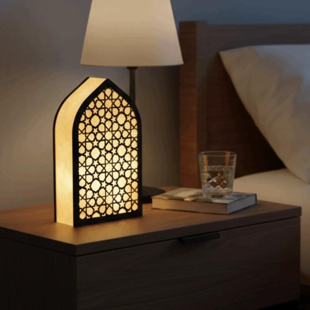 Moon Eid Desktop Ornament Creative Eid Wooden Decoration Handmade Night Light Ornament  Wedding