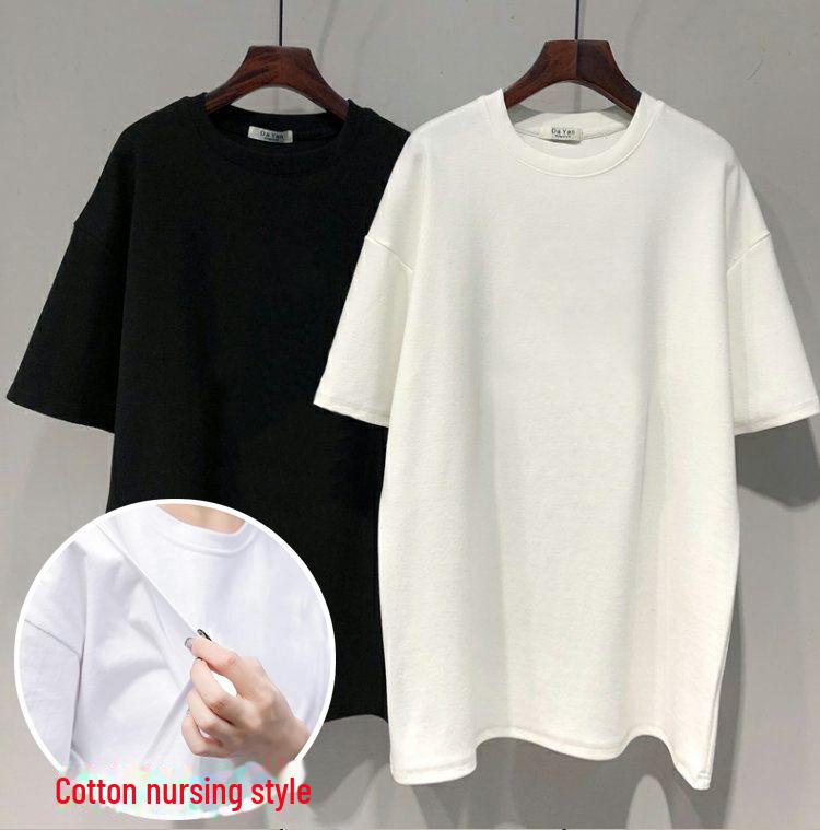 Футболка из хлопка с короткими рукавами для кормящих мам - свободный летний топ для кормящих мам