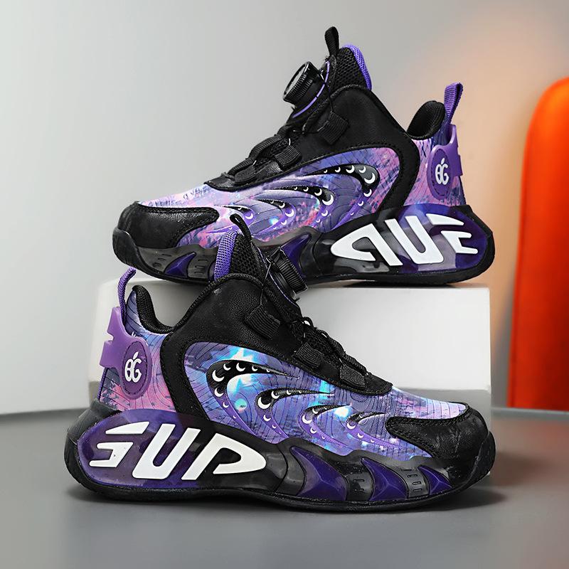 Детская обувь Мальчиковые баскетбольные кроссовки Осенне-зимние новые кроссовки для бега для девочек Флисовые теплые хлопковые туфли Водонепроницаемая спортивная обувь