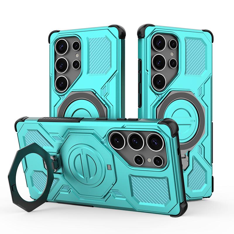 KEYSION Противоударный магнитный чехол для Samsung S25 Ultra 5G S25+Plus с вертикальной живой металлической кольцевой подставкой, чехол для телефона Galaxy S25 Edge