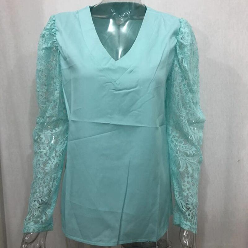 Кружевная рубашка с длинным рукавом и цветочным принтом, женские винтажные блузки с v-образным вырезом и топы, свободные женские рубашки, белые блузки, женская одежда 19040