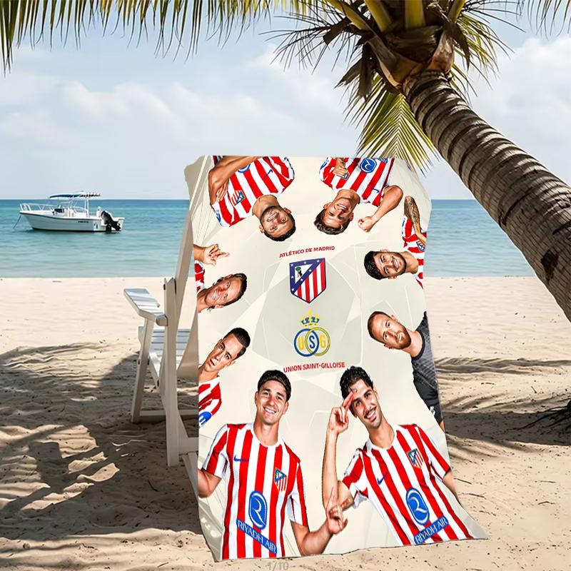 Beach Towel with Atlético Madrid logo Pattern - soft,absorbent,machine washable Lightweight&Modern,swimming,Travel Essentials