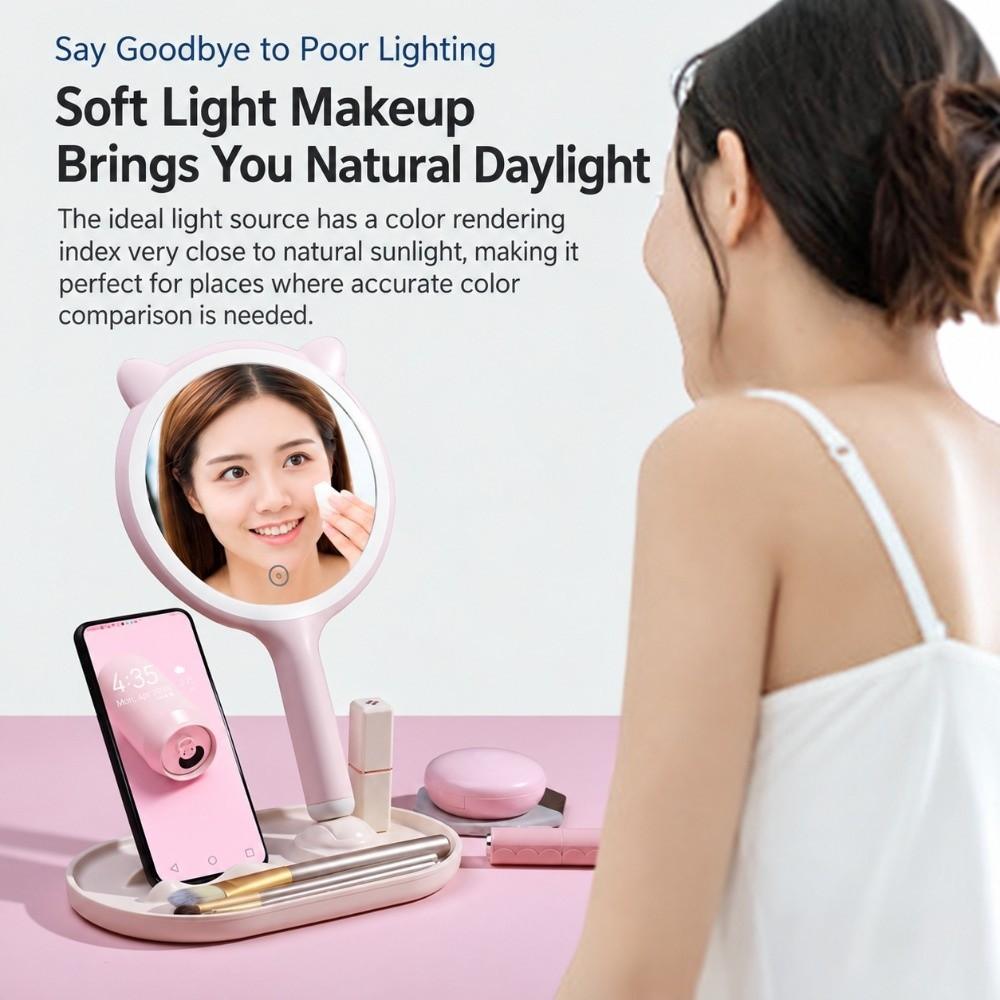 Rechargeable LED Makeup Mirror Touch Control Cosmetic Mirror Lighted Vanity Mirror Desktop
