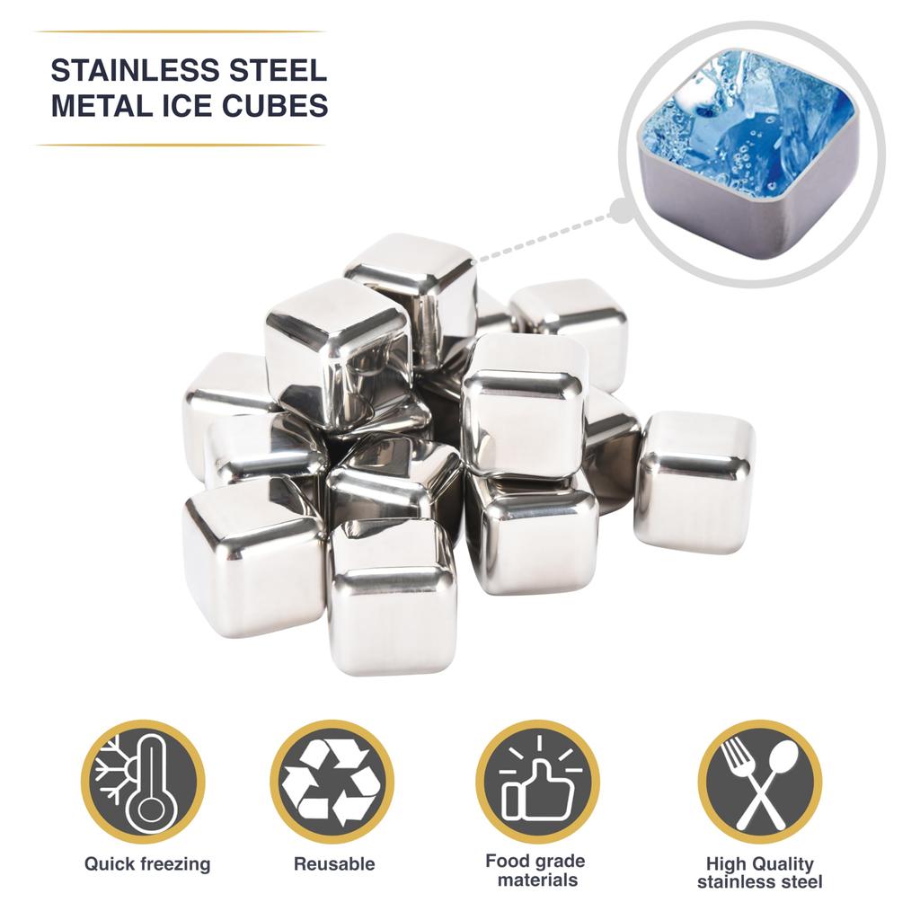 Whiskey Stones Stainless Steel High Cooling Technology Ice Cubes Reusable Wine Drink Freezer Cooler Rock for Birthday Gifts Men 6