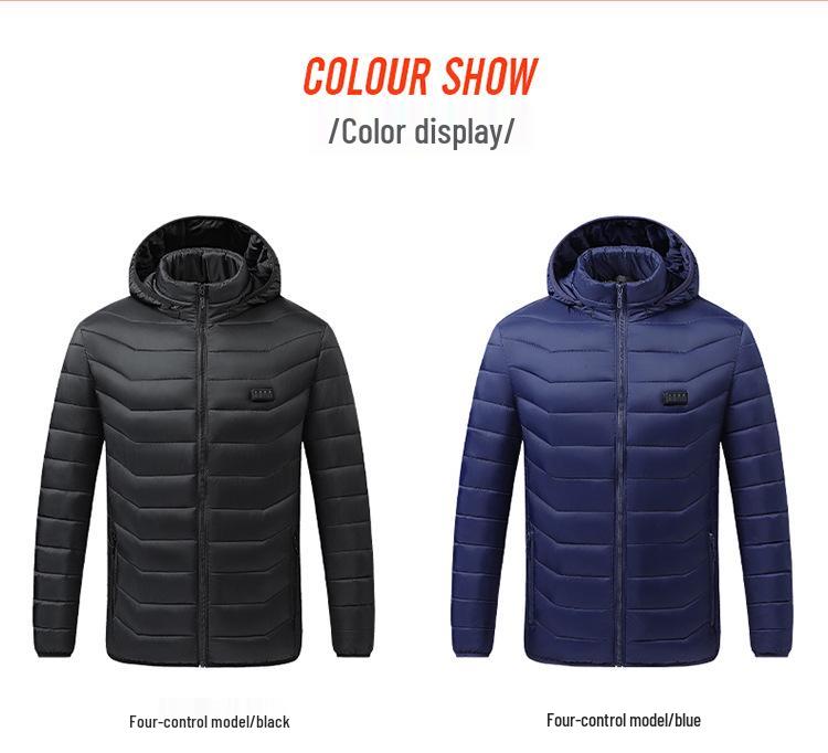 Новая хлопковая куртка с подогревом в четырех зонах и капюшоном, уличная теплая электрическая куртка унисекс