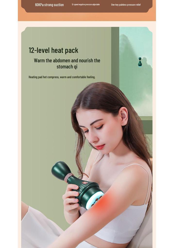 Portable Heated Electric Cupping Device for Full-Body Therapy, Meridian Brushing, and Gua Sha Scraping