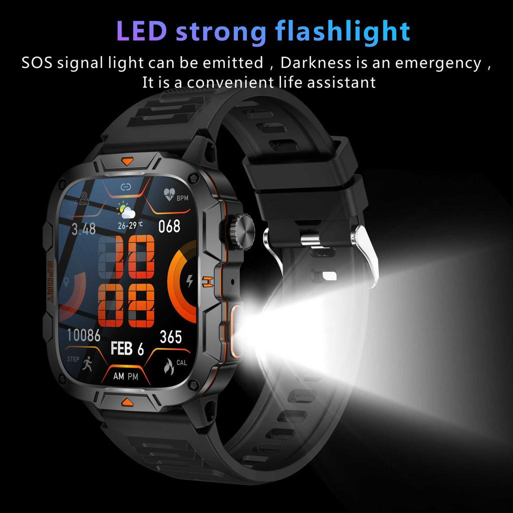 2025 Новые Смарт-часы Военного Класса Мужские 1.96" AMOLED 5ATM Водонепроницаемые Спортивные Фитнес-трекер BT Звонки Смарт-часы Женские Для IOS