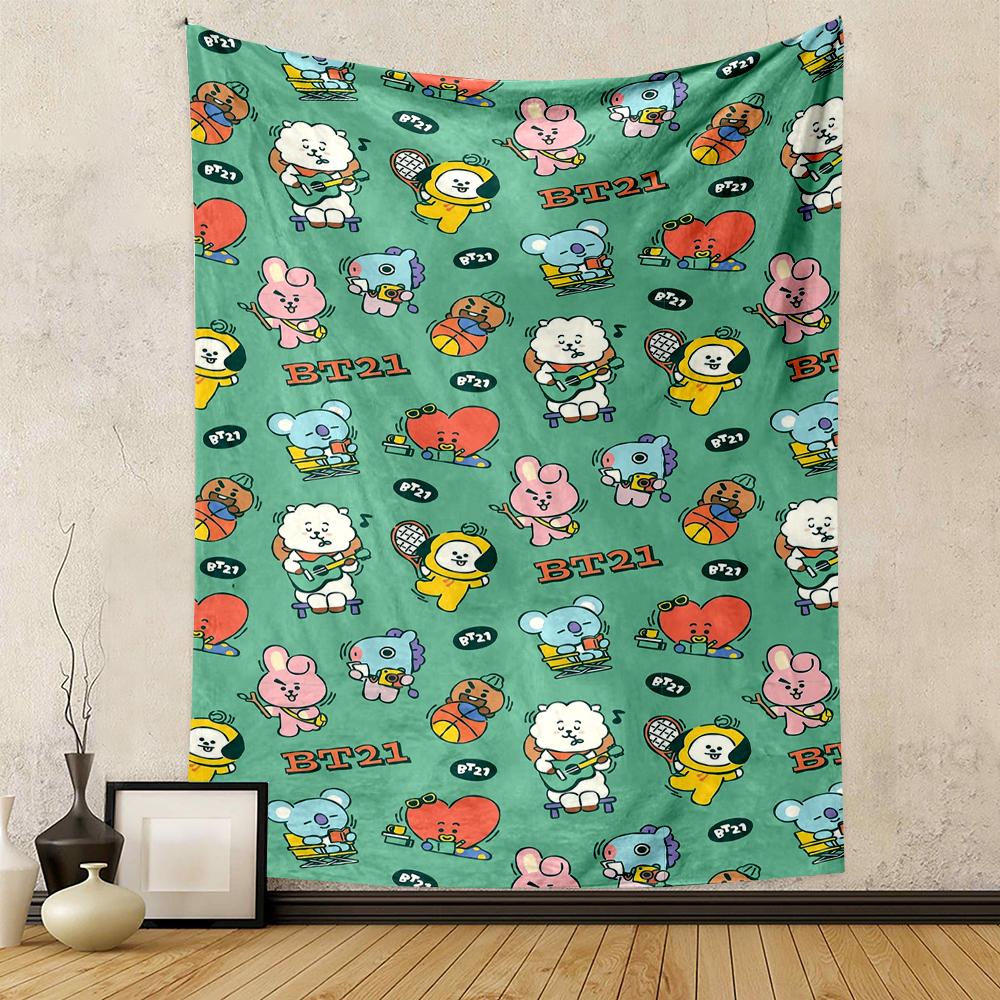 "BT21 Cartoon Pattern Patterned tapestry for bedroom and living room home decor