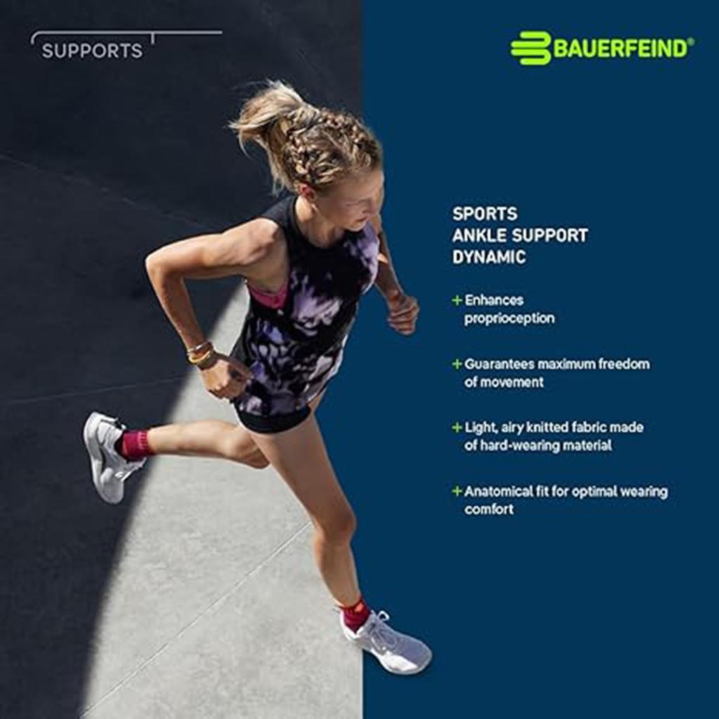 Bauerfeind СПОРТИВНЫЙ ДИНАМИЧЕСКИЙ БАНДАЖ НА ГОЛЕНОСТОП Сделано из компрессионного трикотажа общего медицинского назначения для активации мышц и стабилизации голеностопа,