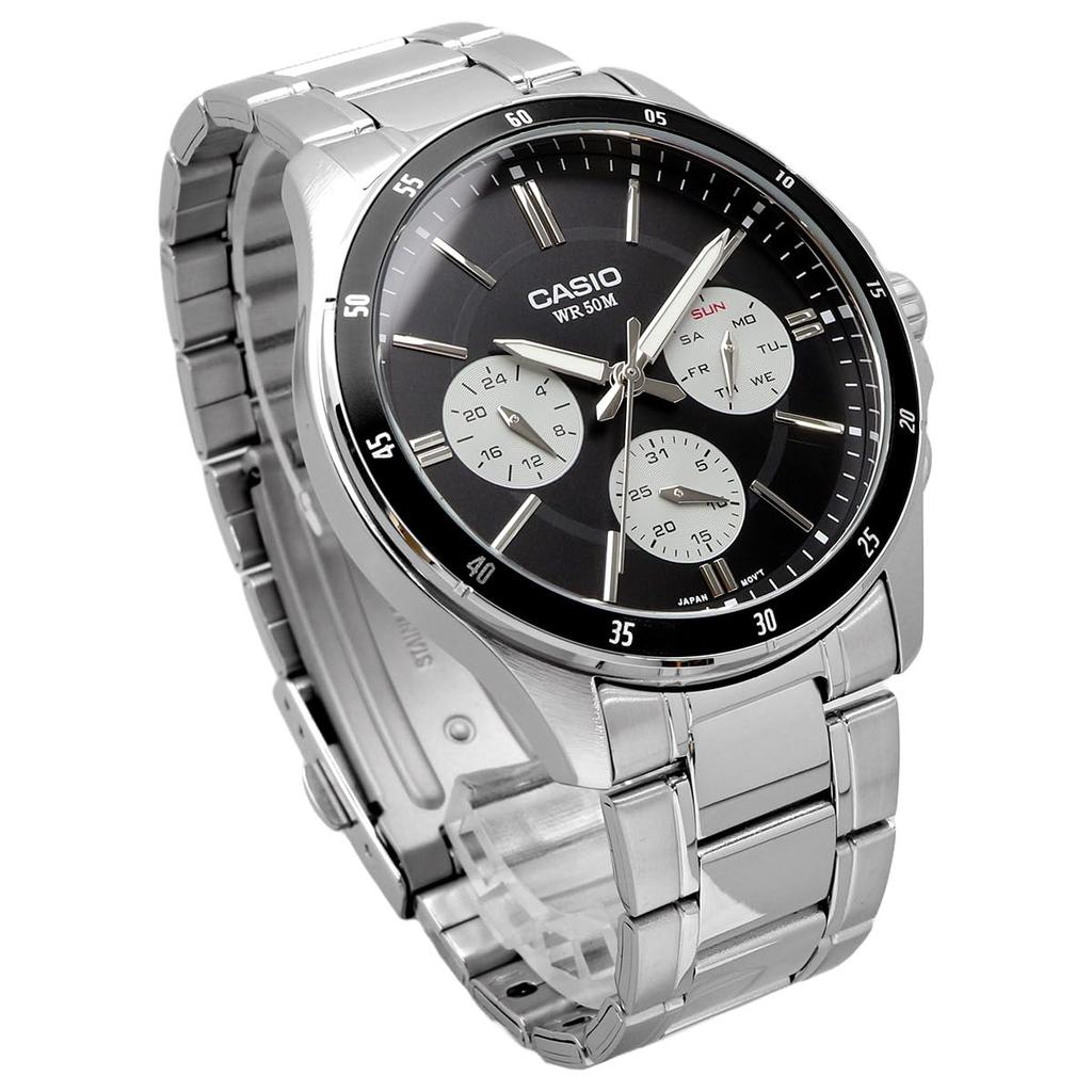 Casio Стандартные кварцевые мужские часы MTP-1374D-1A3V Многоосевой 24-часовой дисплей Черный