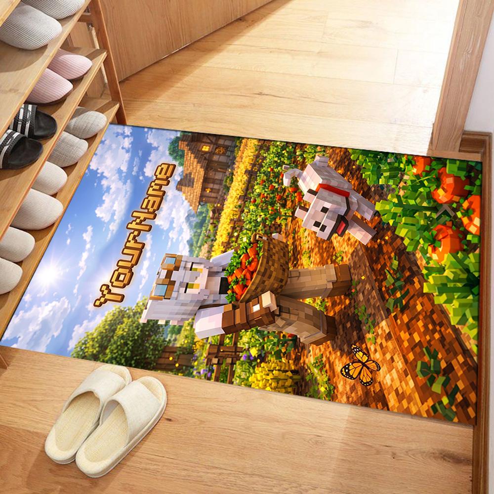 Minecraft 77 Customize Text Area Rug Suitable for Game Room Foyer Kitchen Entryway Anti-slip Rug Office home decor Gift for Festivals