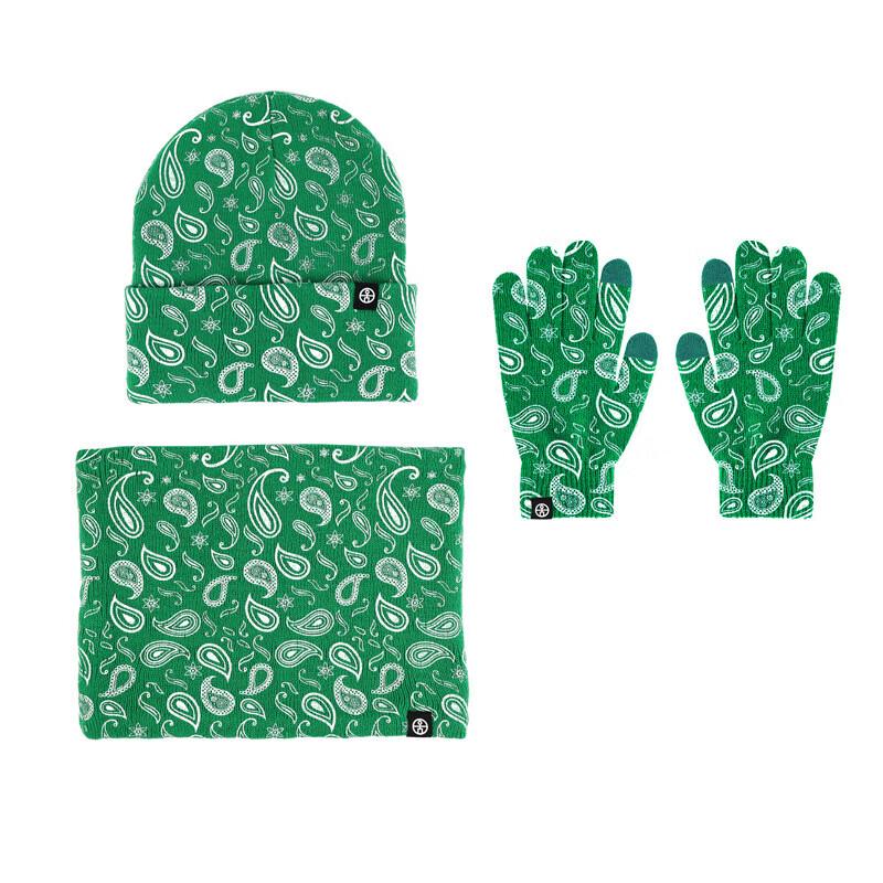 Autumn/Winter Paisley Knitted Hat, Scarf & Gloves Set