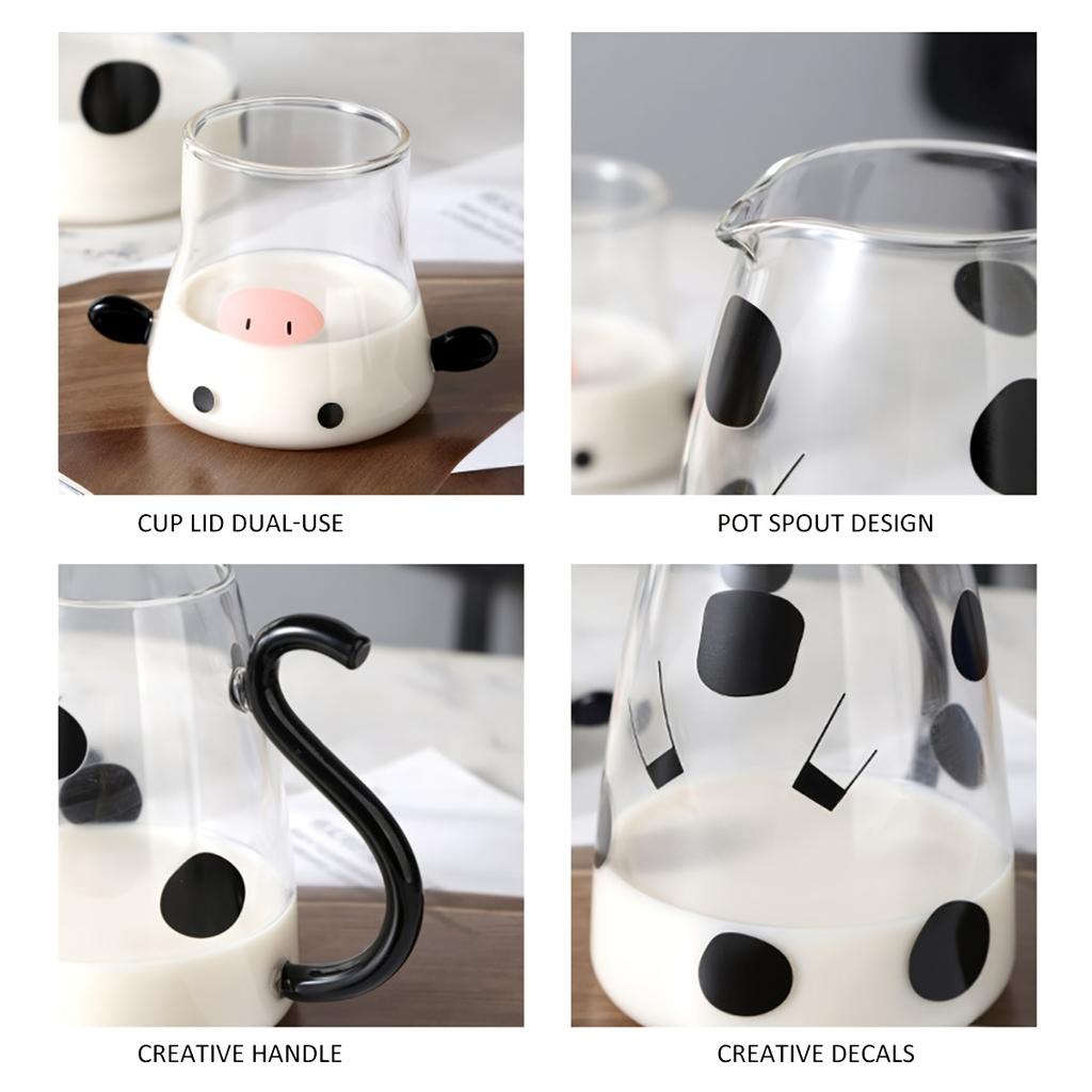 Элегантный стеклянный кувшин для воды на 500 мл с подходящей чашкой — идеально подходит для чая, кофе с молоком и многого другого — идеальный подарок для мамы, матери и женщин