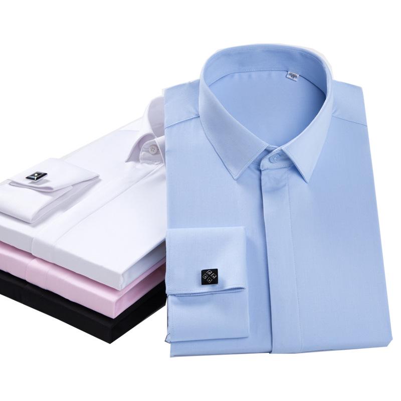 Мужская роскошная бамбуковая рубашка с длинным рукавом - Business Casual, скрытая пуговица, идеально подходит для весны и осени