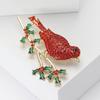 Cross Border Branch Red Bird Cute and Exquisite Women's Coat Suit Breast Flower Jewelry Animal Pins